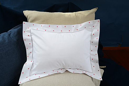 Hemstitch Baby Pillows 12x16" with Red Polka Dots